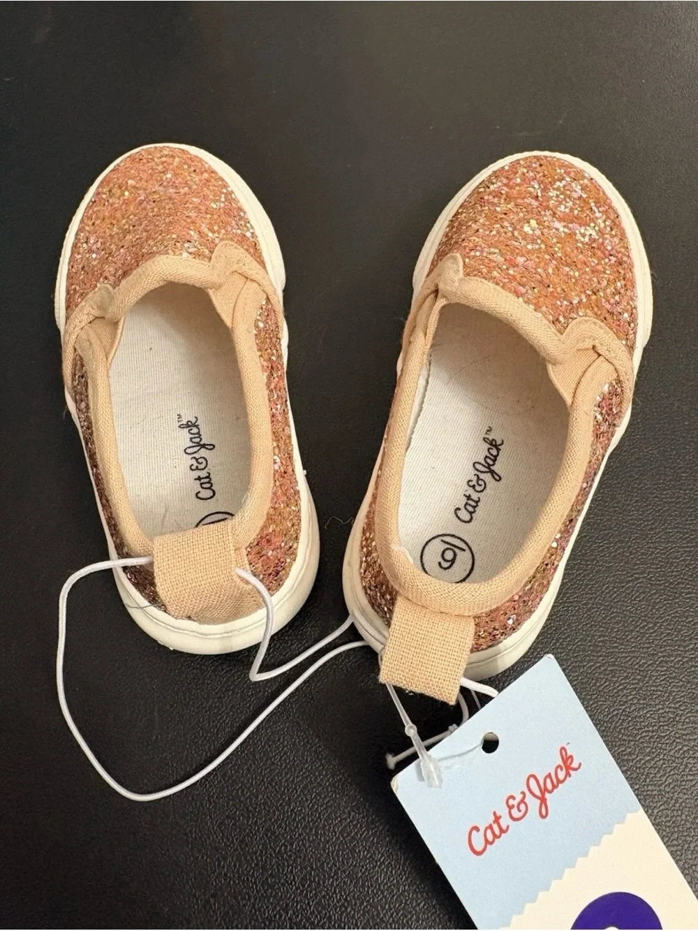 Cat & Jack Girls' Glitter Slip-On Sneakers - Rose Gold